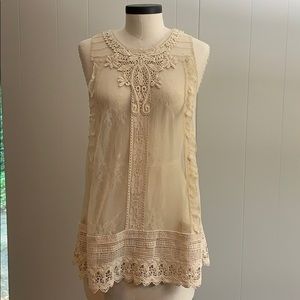 Anthro cream lace top